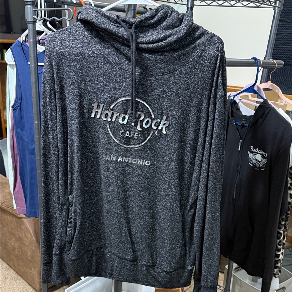 Hard Rock Cafe Heathered Charcoal Hooded Pullover